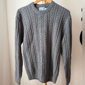 Wellen Seawool Wool Fisherman’s Sweater Gray Knit Men’s Size Medium Pullover